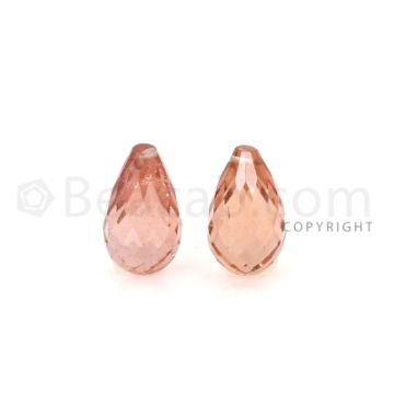 2 pcs - Light Pink - Tourmaline Faceted Drops (AAA) - 9.20 cts. (TFD1106)