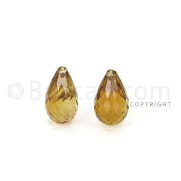 2 pcs - Light Brown - Tourmaline Faceted Drops (AAA) - 7.85 cts. (TFD1108)