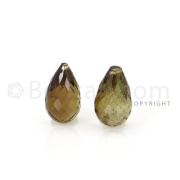2 pcs - Light Brown - Tourmaline Faceted Drops (AAA) - 10.12 cts. (TFD1109)
