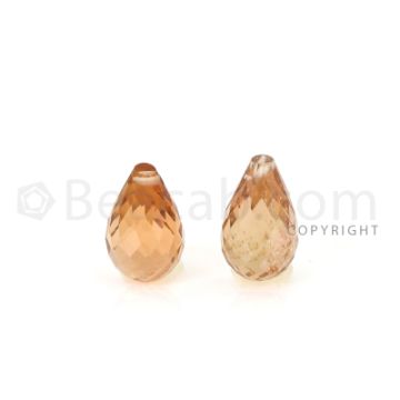 2 pcs - Light Brown - Tourmaline Faceted Drops (AAA) - 7.81 cts. (TFD1110)
