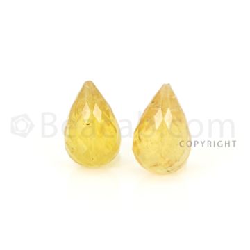 2 pcs - Yellow - Tourmaline Faceted Drops (AAA) - 12.54 cts. (TFD1118)