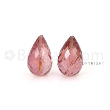 2 pcs - Light Pink - Tourmaline Faceted Drops (AAA) - 12.85 cts. (TFD1120)