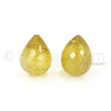 2 pcs - Yellow - Tourmaline Faceted Drops (AAA) - 20.65 cts. (TFD1121)
