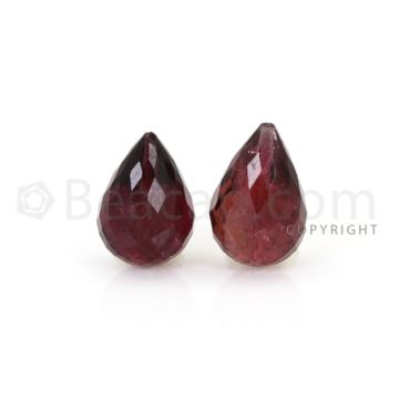 2 pcs - Dark Pink - Tourmaline Faceted Drops (AAA) - 13.08 cts. (TFD1123)