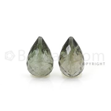 2 pcs - Medium Green - Tourmaline Faceted Drops (AAA) - 13.43 cts. (TFD1124)