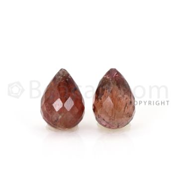 2 pcs - Medium Pink - Tourmaline Faceted Drops (AAA) - 12.77 cts. (TFD1125)