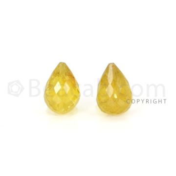 2 pcs - Yellow - Tourmaline Faceted Drops (AAA) - 8.33 cts. (TFD1130)