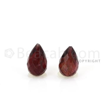 2 pcs - Dark Pink - Tourmaline Faceted Drops (AAA) - 6.90 cts. (TFD1131)