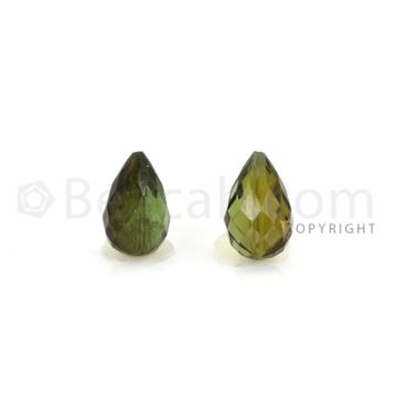 2 pcs - Medium Green - Tourmaline Faceted Drops (AAA) - 4.83 cts. (TFD1136)