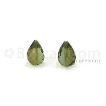 2 pcs - Medium Green - Tourmaline Faceted Drops (AAA) - 4.13 cts. (TFD1137)