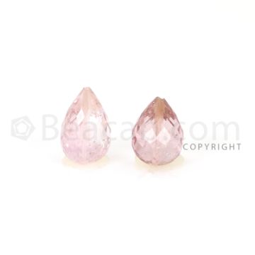 2 pcs - Light Pink - Tourmaline Faceted Drops (AAA) - 7.10 cts. (TFD1138)