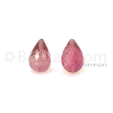 2 pcs - Medium Pink - Tourmaline Faceted Drops (AAA) - 7.60 cts. (TFD1139)