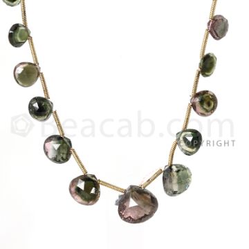 1 Line - Medium Tones - Watermelon Tourmaline Faceted Drops (AAA) - 43.5 cts. (TFD1147)