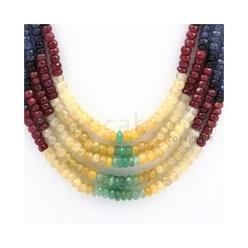 3.00 to 4.50 mm - Emerald, Ruby, Sapphire, Multi Sapphire Faceted Beads - 287.20 carats - 16 to 18 inches (MSFBwE1003)