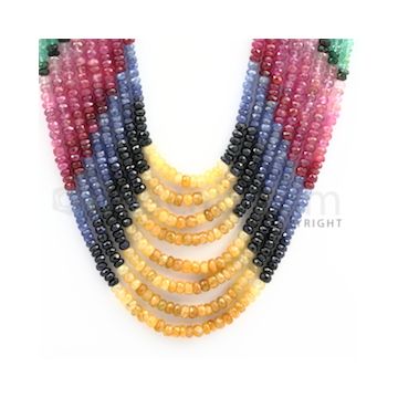 3.00 to 4.50 mm - Emerald, Ruby, Sapphire, Multi Sapphire Faceted Beads - 436.50 carats - 13 to 18 inches (MSFBWE1004)