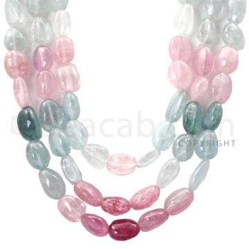 3 Lines - Medium Tones Tourmaline Tumbled Beads - 890 cts - 11.8 x 9.4 mm to 15.9 x 9 mm (MTOUR1020)