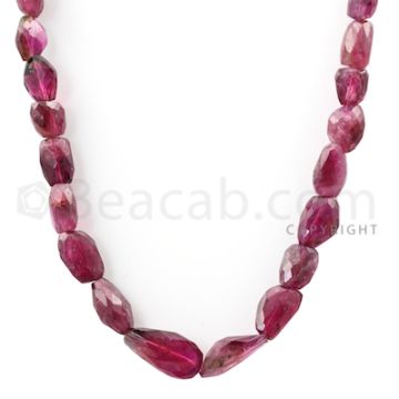 1 Line - Medium Pink Tourmaline Faceted Tumbled Beads - 195.00 cts - 9.5 x 7.5 mm to 20.2 x 11.3 mm (TOFTUB1014)