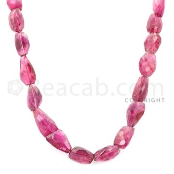 1 Line - Medium Pink Tourmaline Faceted Tumbled Beads - 184.00 cts - 11.4 x 8.8 mm to 16 x 10.30 mm (TOFTUB1013)