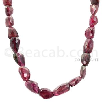 1 Line - Dark Pink Tourmaline Faceted Tumbled Beads - 253.00 cts - 11.9 x 7.2 mm to 18 x 10.9 mm (TOFTUB1016)