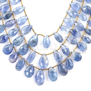 3 Lines - Blue Sapphire Faceted Drop Beads - 325.48 cts - 5.5 x 4.1 mm to 11.8 x 8 mm (SDR1013)