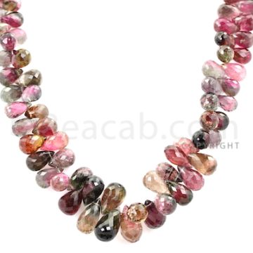 1 Line - Watermelon (Bi-Color) Tourmaline Drop Beads - 266.00 cts - 5.7 x 3.7 mm to 11.8 x 7.2 mm (TFD1151)-OOS