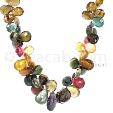 1 Line of Medium Tones Tourmaline Faceted Drops - 259.50 cts - 7.7 x 4.40 mm to 14.3 x 9 mm (TFD1153)