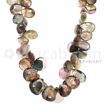1 Line of Watermelon (Bi-Color) Tourmaline Faceted Drops - 237.00 cts - 6.5 x 5 mm to 14.7 x 9 mm (TFD1154)