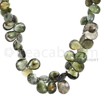 1 Line of Green Tourmaline Faceted Drops - 251.14 cts - 8.2 x 6 mm to 11 x 7.6 mm (TFD1156)