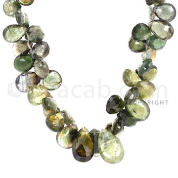 1 Line of Green Tourmaline Faceted Drops - 276.79 cts - 8.2 x 5.9 mm to 16.8 x 9.7 mm (TFD1158)