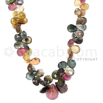 1 Line of Medium Tones Tourmaline Faceted Drops - 268.10 cts - 8 x 5.2 mm to 16.3 x 10 mm (TFD1159)