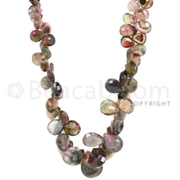 1 Line of Watermelon (Bi-Color) Tourmaline Faceted Drops - 252.90 cts - 8.4 x 5.4 mm to 15 x 12.2 mm (TFD1160)