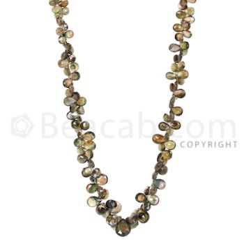 1 Line of Green Tourmaline Faceted Drops - 280.45 cts - 7.9 x 5.2 mm to 14.2 x 12.6 mm (TFD1161)