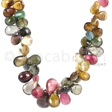 1 Line of Medium Tones Tourmaline Faceted Drops - 271.10 cts - 8 x 4.9 mm to 14.9 x 9.6 mm (TFD1163)