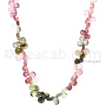 10 Lines of Medium Tones Tourmaline Faceted Drops - 699.88 cts - 5.1 x 3 mm to 7 x 5.8 mm (TFD1164)
