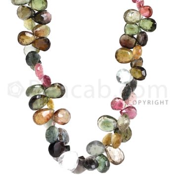 7 Lines of Medium Tones Tourmaline Faceted Drops - 1194.00 cts - 5.8 x 3.8 mm to 13.40 x 10.20 mm (TFD1167)