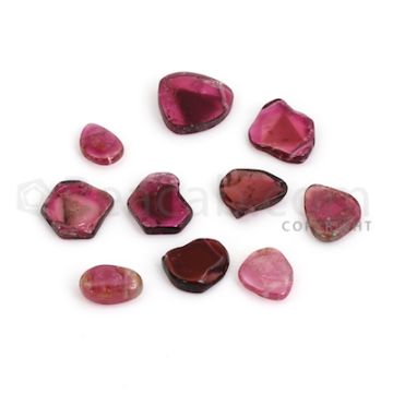 10 pcs - Watermelon (Bi-Color) Tourmaline Slices - 84.50 cts - 13.2 x 9.5 x 3.5 mm to 18.5 x 17.2 x 4.4 mm (TOUSL1049)