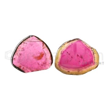 2 pcs - Watermelon (Bi-Color) Tourmaline Slices - 29.50 cts - 20.8 x 18.4 x 4.9 mm (TOUSL1037)