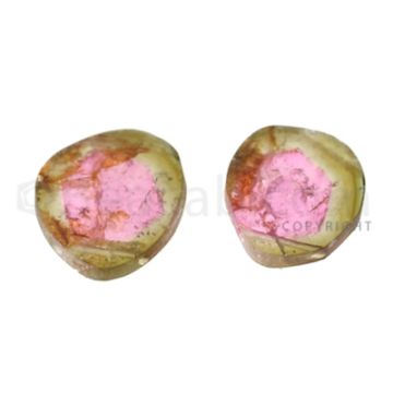 2 pcs - Watermelon (Bi-Color) Tourmaline Slices - 19.00 cts - 10.4 x 7.4 x 2.6 mm (TOUSL1015)