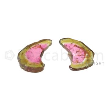 2 pcs - Watermelon (Bi-Color) Tourmaline Slices - 7.00 cts - 13.1 x 9.7 x 2.9 mm (TOUSL1016)