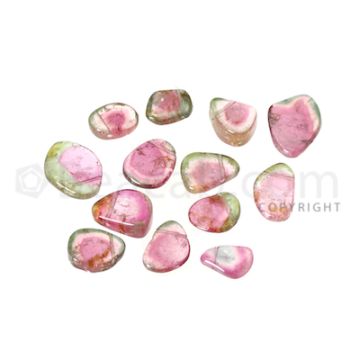 7 pcs - Watermelon (Bi-Color) Tourmaline Slices - 56.00 cts - 11.2 x 8.8 x 3.9 mm to 16.4 x 12.2 x 3.1 mm (TOUSL1046)