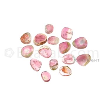 10 pcs - Watermelon (Bi-Color) Tourmaline Slices - 16.50 cts - 5.7 x 5.3 x 2.9 mm to 8.7 x 7.2 x 2.5 mm (TOUSL1058)
