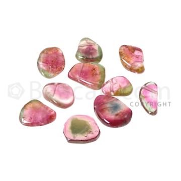 10 pcs - Watermelon (Bi-Color) Tourmaline Slices - 24.50 cts - 8.8 x 8.1 x 3.3 mm to 12.9 x 8.9 x 3.8 mm (TOUSL1041)