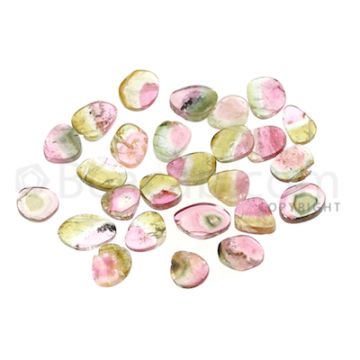 26 pcs - Watermelon (Bi-Color) Tourmaline Slices - 27.59 cts - 7.2 x 6.5 x 1.8 mm to 9 x 7 x 2 mm (TOUSL1064)