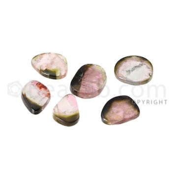 6 pcs - Watermelon (Bi-Color) Tourmaline Slices - 8.61 cts - 8.3 x 6.5 x 2.4 mm to 9.5 x 7.5 x 2.7 mm (TOUSL1068)