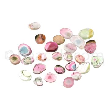 25 pcs - Watermelon (Bi-Color) Tourmaline Slices - 28.19 cts - 5.9 x 5.5 x 1.9 mm to 11.8 x 6.6 x 2.4 mm (TOUSL1087)