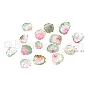 13 pcs - Watermelon (Bi-Color) Tourmaline Slices - 16.35 cts - 5.1 x 5.6 x 1.7 mm to 9 x 6.5 x 2.5 mm (TOUSL1066)