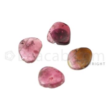 4 pcs - Watermelon (Bi-Color) Tourmaline Slices - 4.44 cts - 8.4 x 7 x 1.6 mm to 8.9 x 6.7 x 2 mm (TOUSL1080)