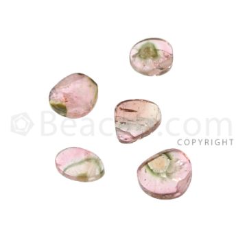5 pcs - Watermelon (Bi-Color) Tourmaline Slices - 5.66 cts - 6.7 x 7 x 2.8 mm to 7.5 x 8.5 x 2.4 mm (TOUSL1079)