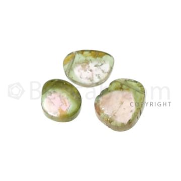 3 pcs - Watermelon (Bi-Color) Tourmaline Slices - 4.42 cts - 8 x 6.6 x 2.5 mm to 9.1 x 7.8 x 2.6 mm (TOUSL1086)