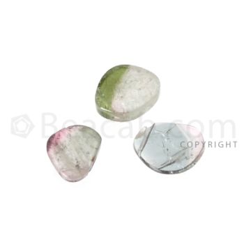 2 pcs - Watermelon (Bi-Color) Tourmaline Slices - 2.14 cts - 6.8 x 8.3 x 2.2 mm to 9 x 7.3 x 2.9 mm (TOUSL1083)